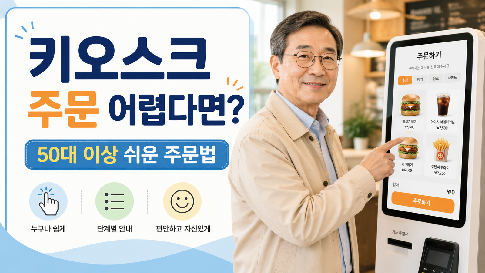 50대 이상 키오스크 사용 방법 안내