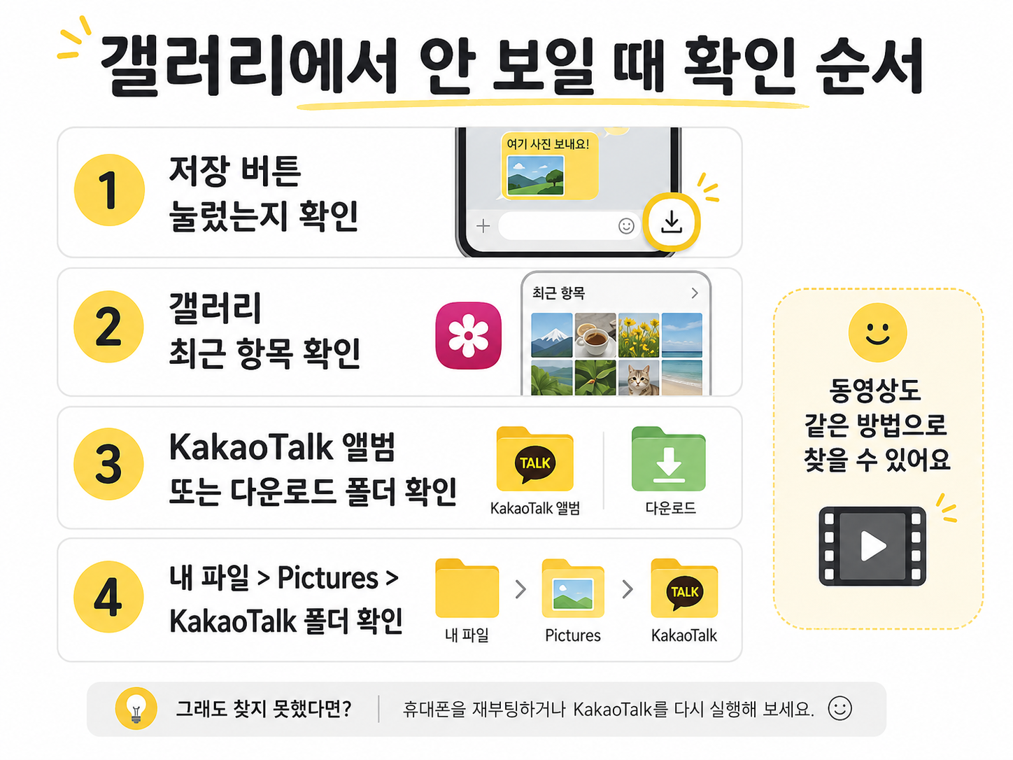 갤러리 에서 안 보일 때 확인순서