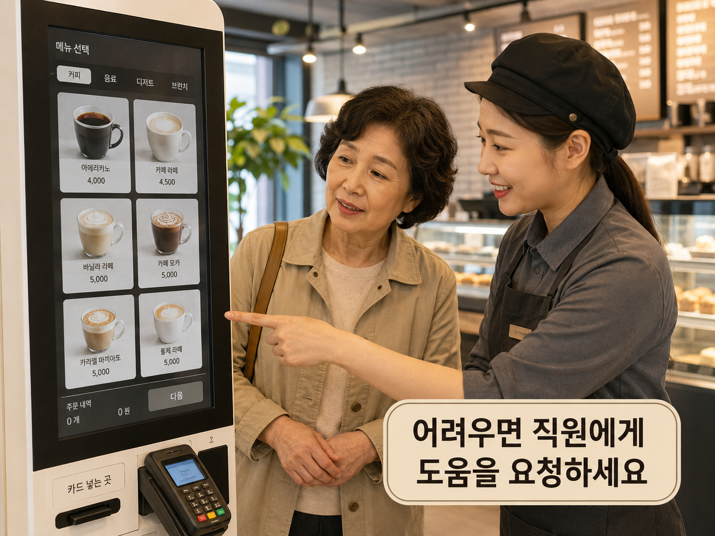 키오스크 직원요청